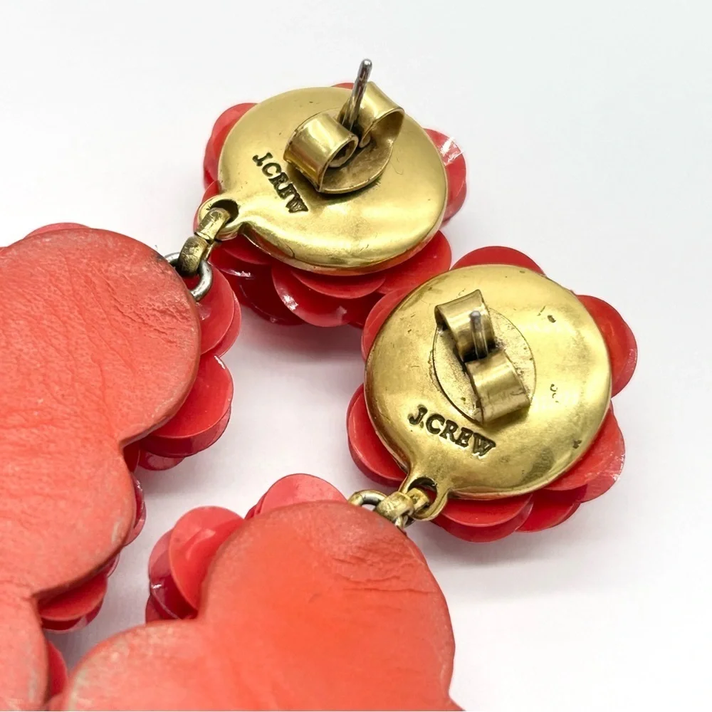 J. Crew Red Sequin and Beaded Leather Back Earrings